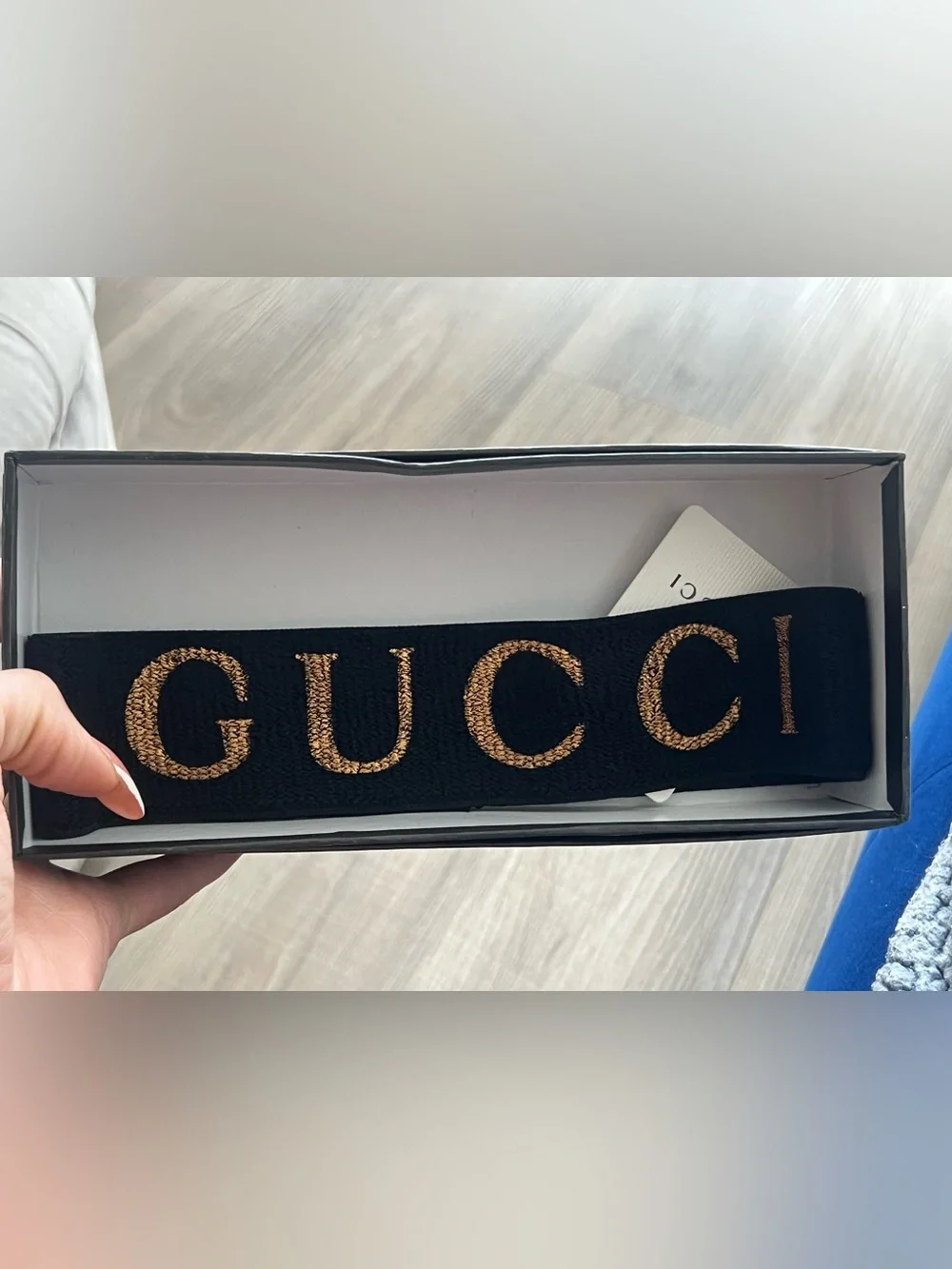 Gucci Black Knit Headband with Gold Logo